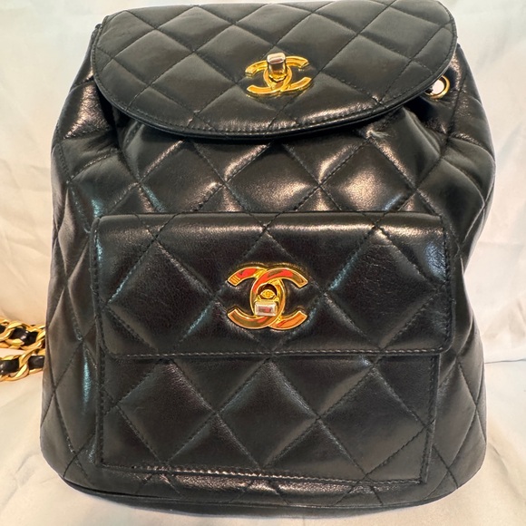 Vintage Chanel Black Quilted Backpack - Picture 1 of 11